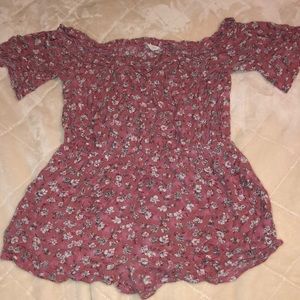 Flowered off the shoulder romper